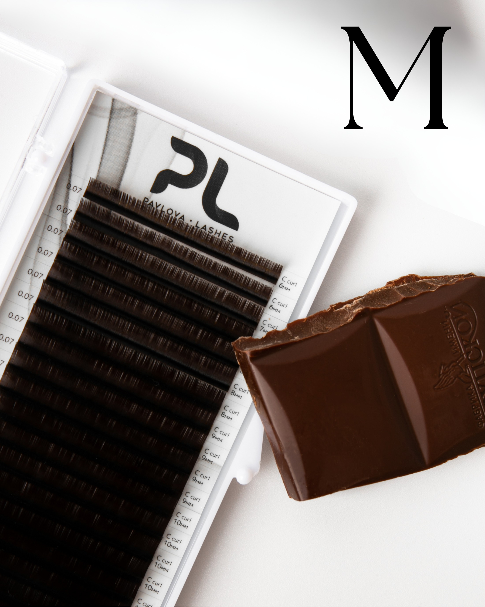 Extensii de gene Dark Chocolate curbura M - Pavlova Lashes