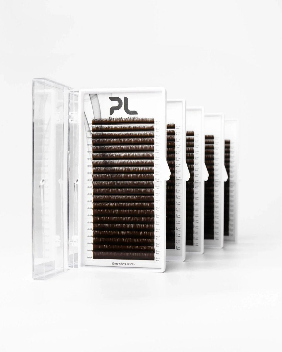 Extensii de gene Dark Chocolate curbura B - Pavlova Lashes