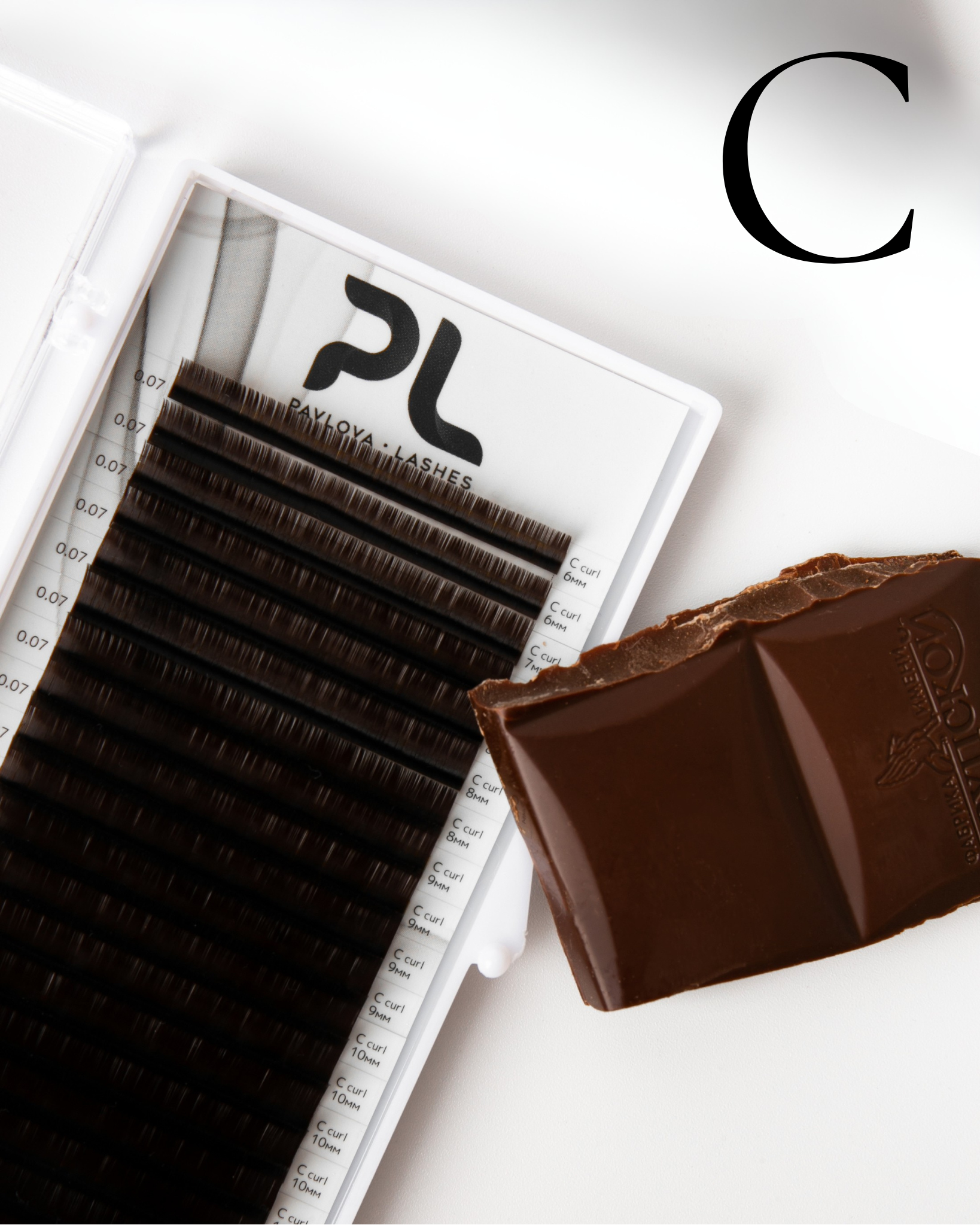 Extensii de gene Dark Chocolate curbura C - Pavlova Lashes