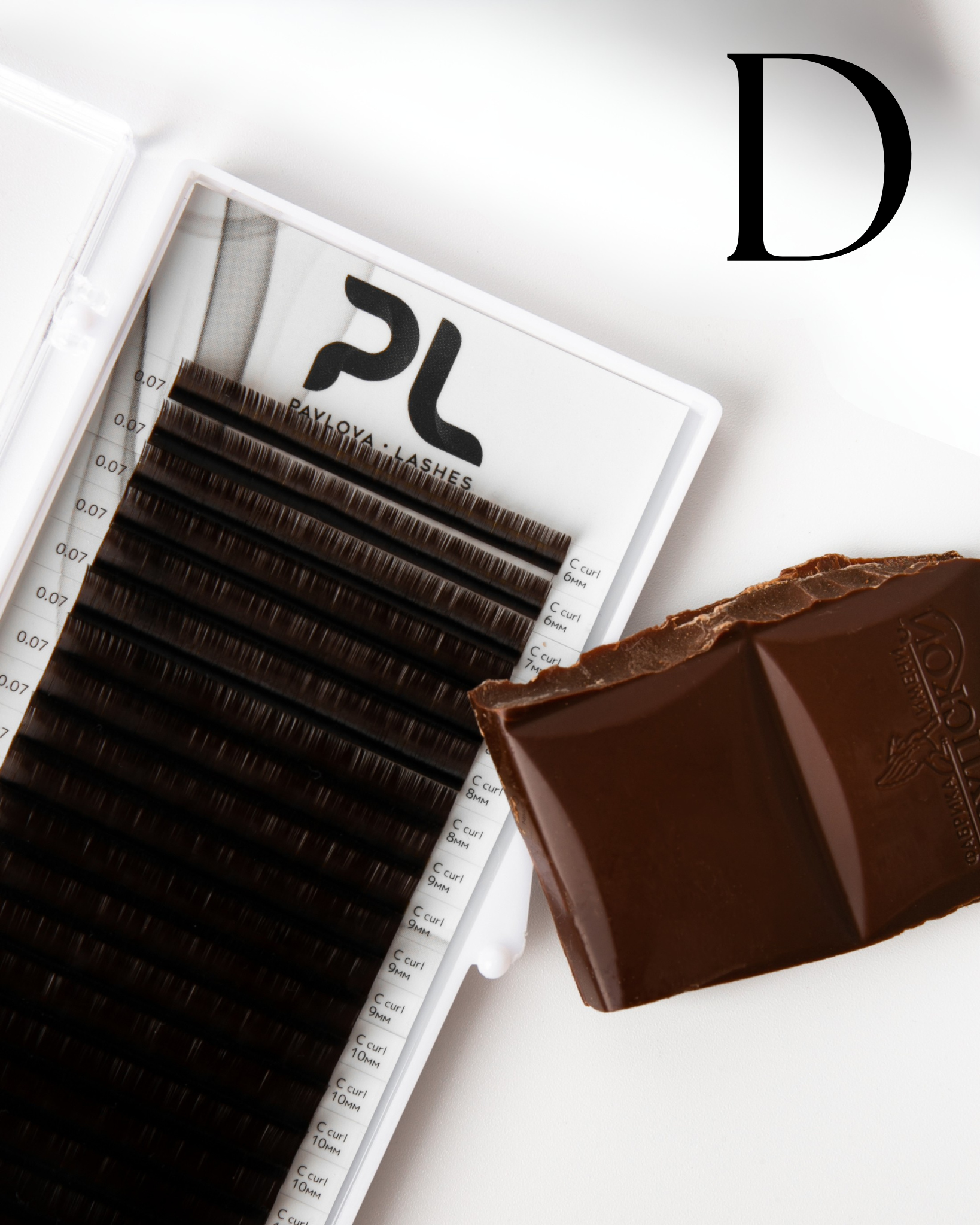 Extensii de gene Dark Chocolate curbura D - Pavlova Lashes
